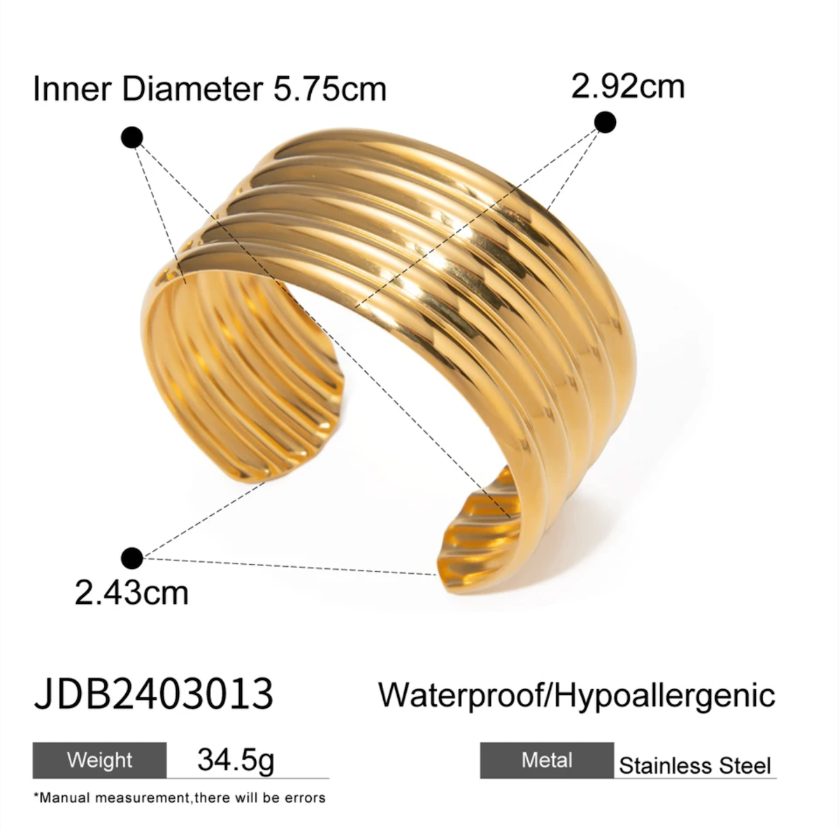 Brazalete metal rayado