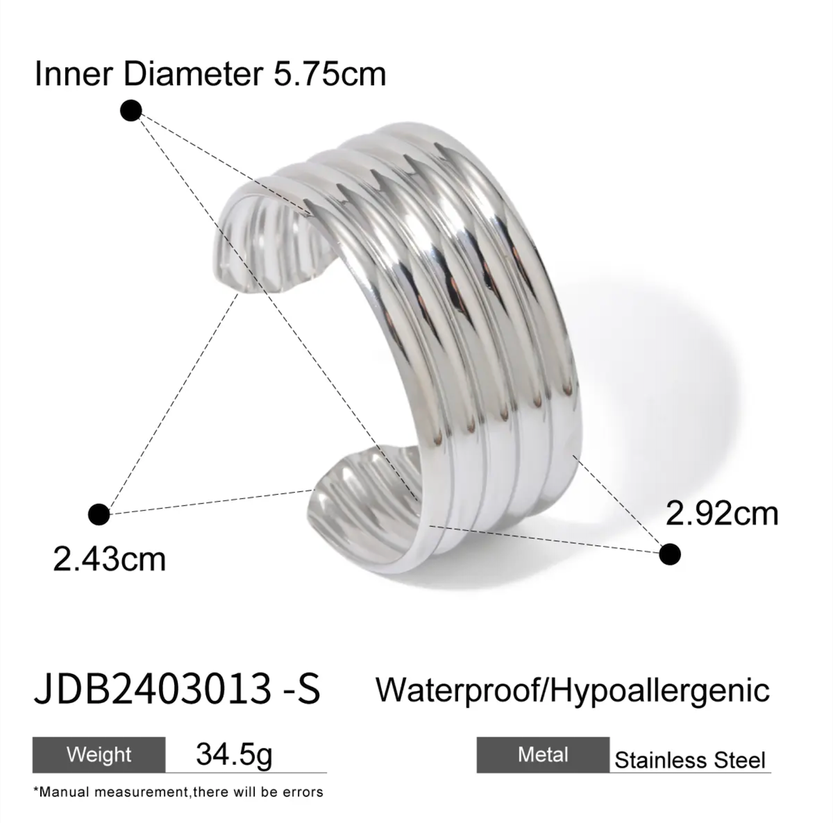 Brazalete metal rayado