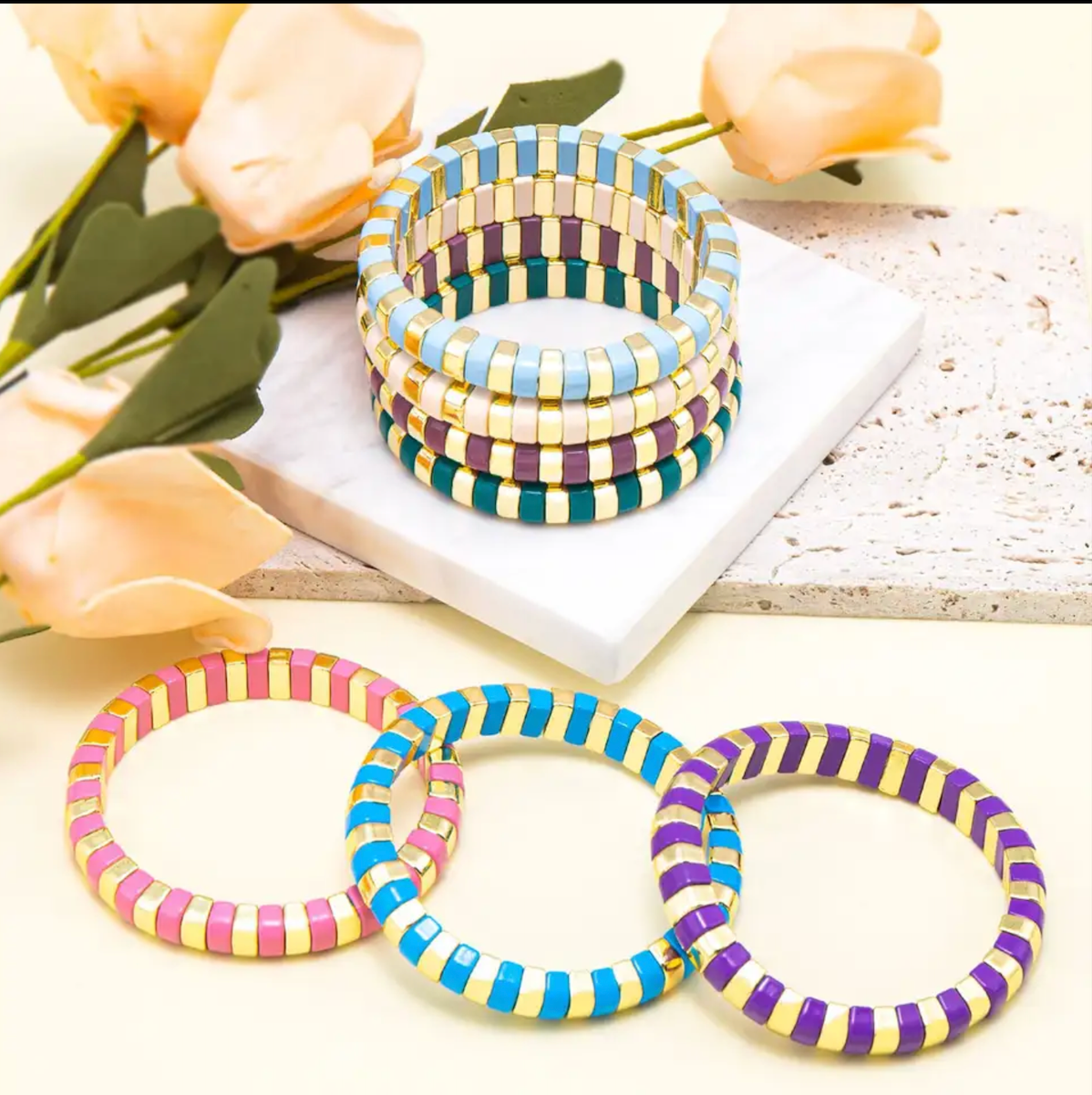 Resorte cuentas metal colores