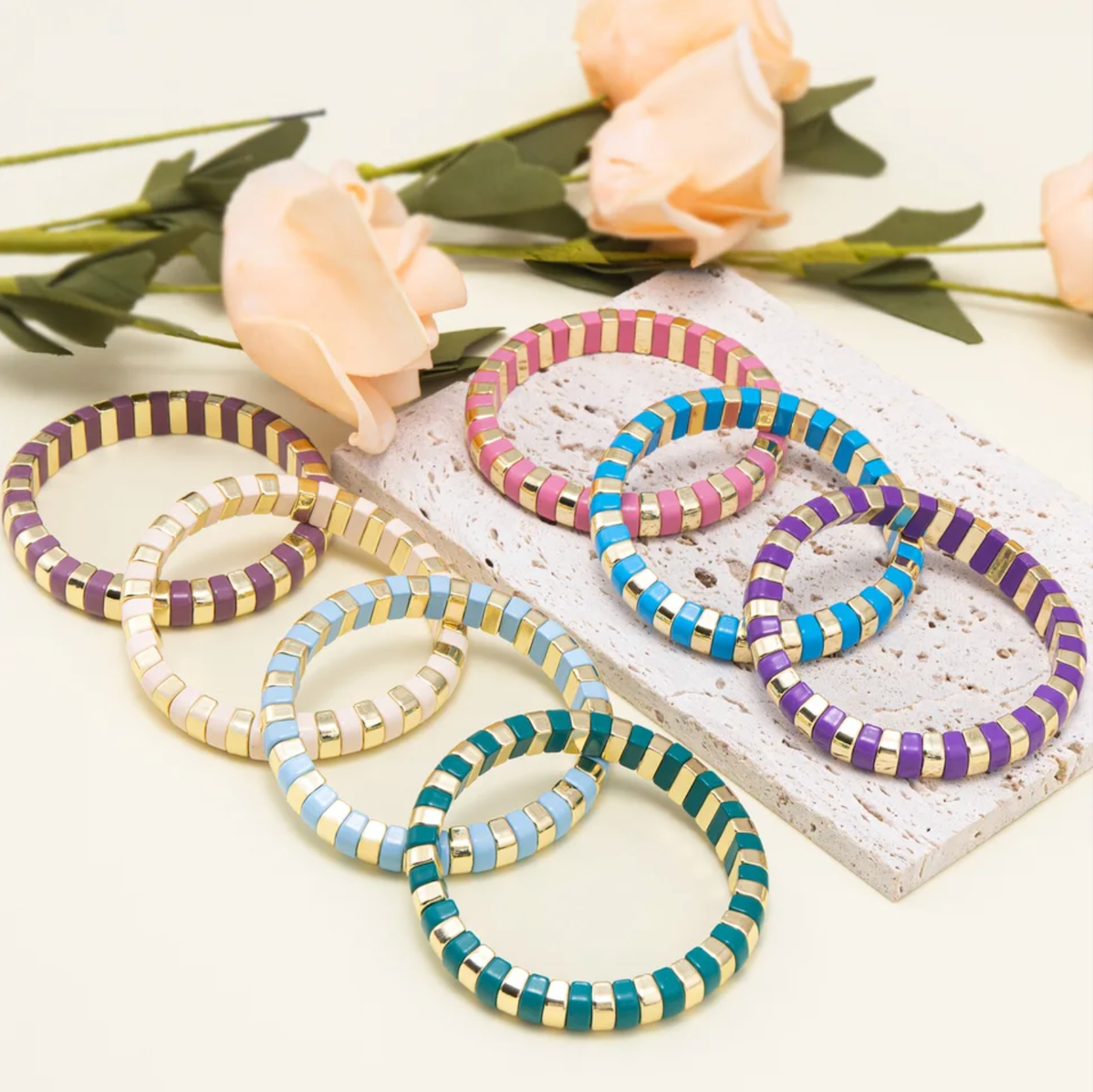 Resorte cuentas metal colores