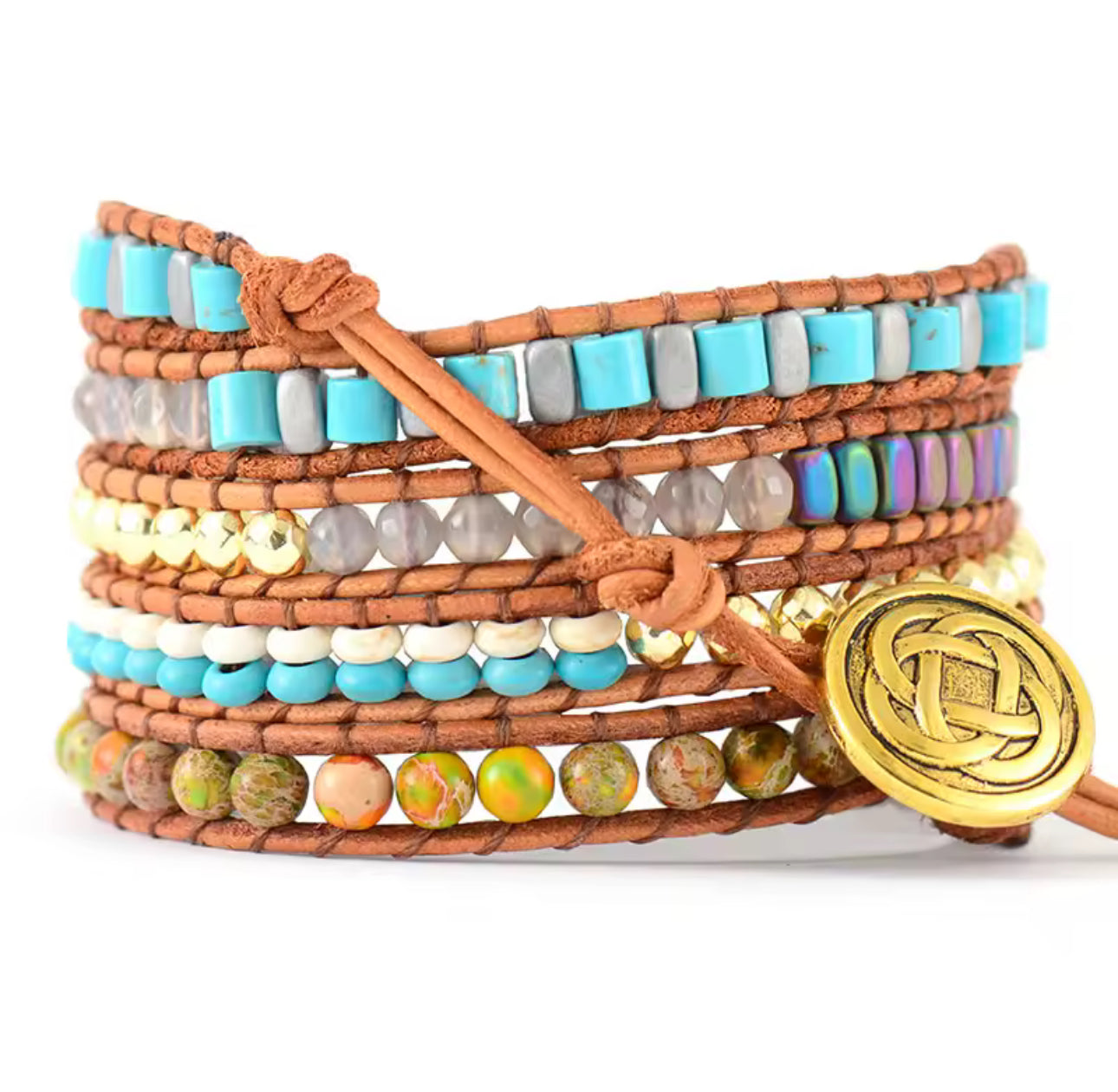 Pulsera Wrap: Green Jasper