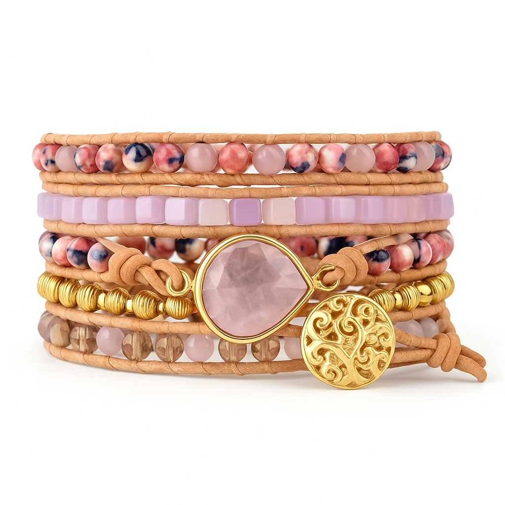 Pulsera Wrap: Pink Jasper Stone