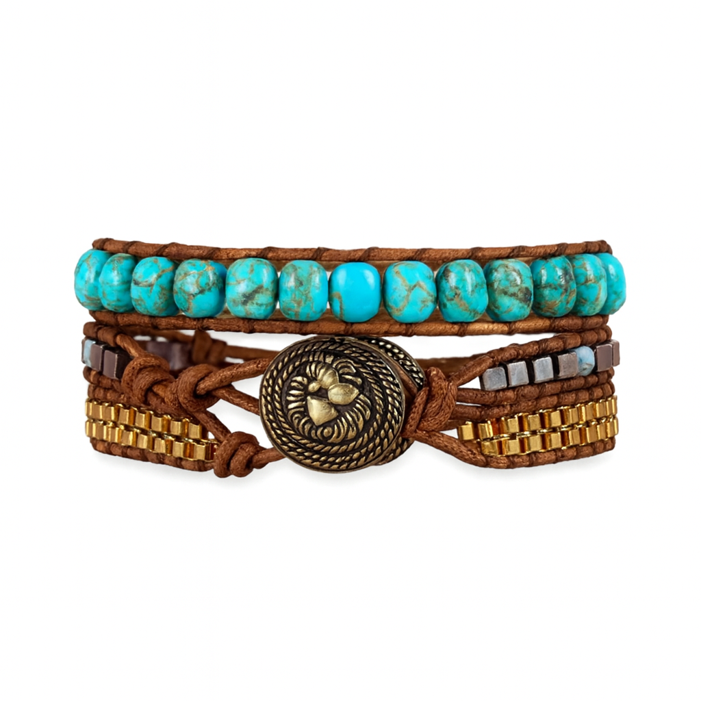 Pulsera Wrap: Bronze Turquoise
