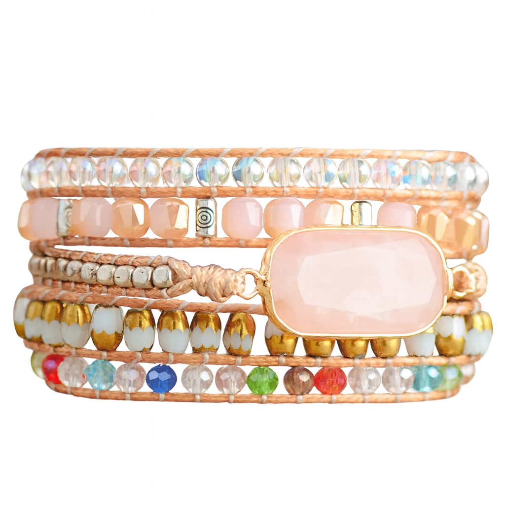 Pulsera Wrap: Pink Quartz