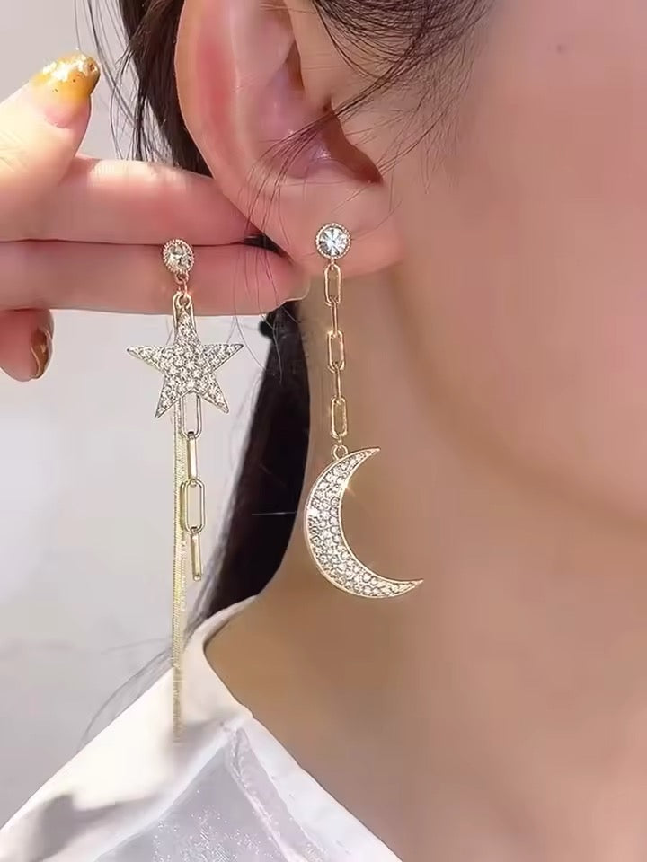 Pendientes Largos Luna y Estrella