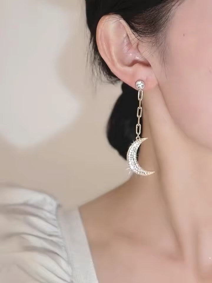 Pendientes Largos Luna y Estrella