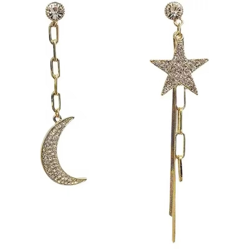 Pendientes Largos Luna y Estrella