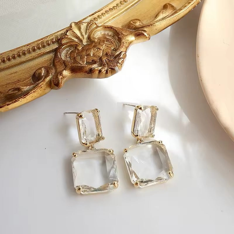 Pendientes Cuadrados de Cristal