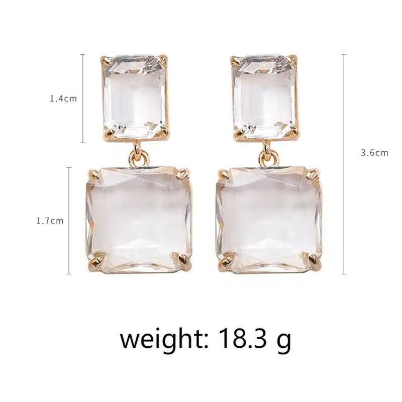 Pendientes Cuadrados de Cristal