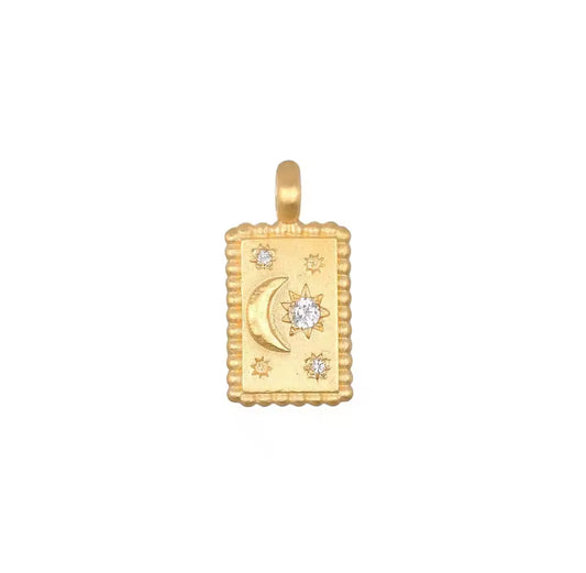 Charm rectangular luna y estrellas