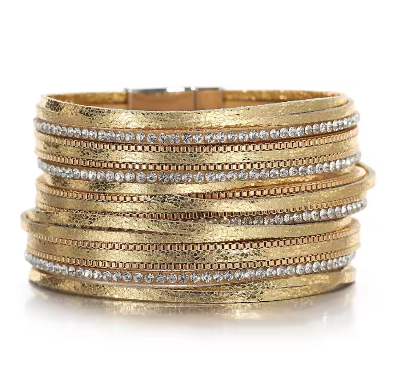 Brazalete tiritas de piel con cristal