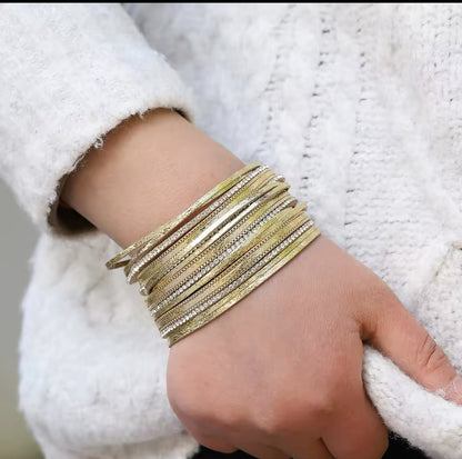 Brazalete tiritas de piel con cristal