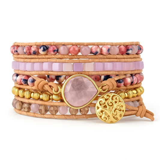 Pulsera Wrap: Pink Jasper Stone
