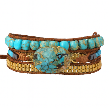 Pulsera Wrap: Bronze Turquoise