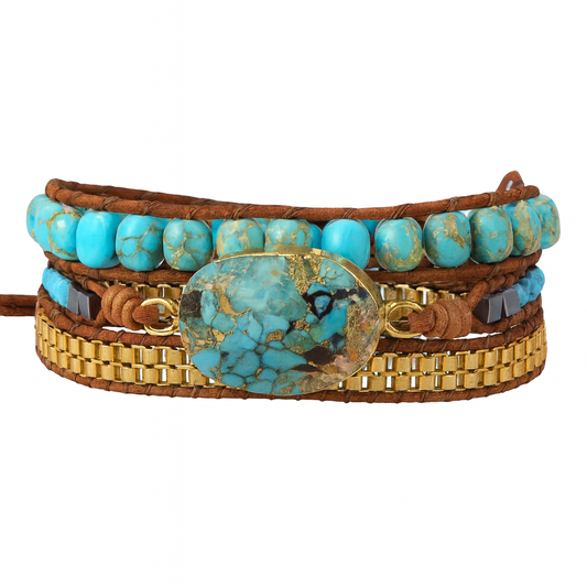 Pulsera Wrap: Bronze Turquoise