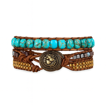 Pulsera Wrap: Bronze Turquoise