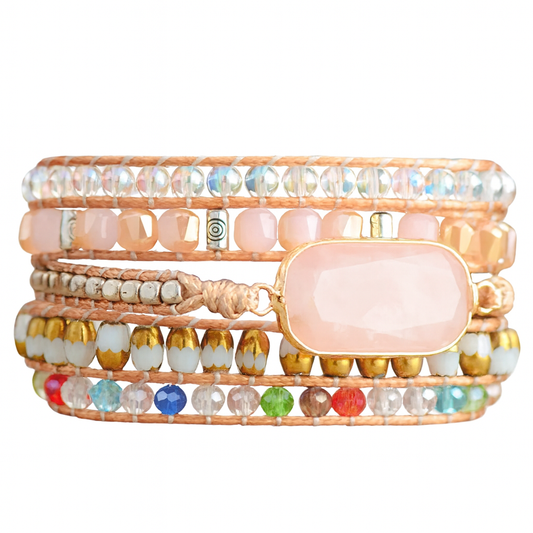 Pulsera Wrap: Pink Quartz