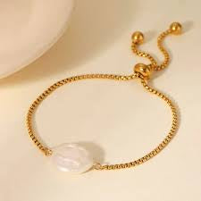 Pulsera perla plana