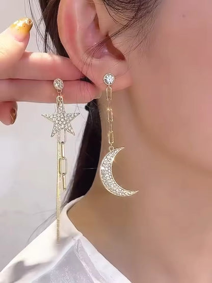 Pendientes Largos Luna y Estrella
