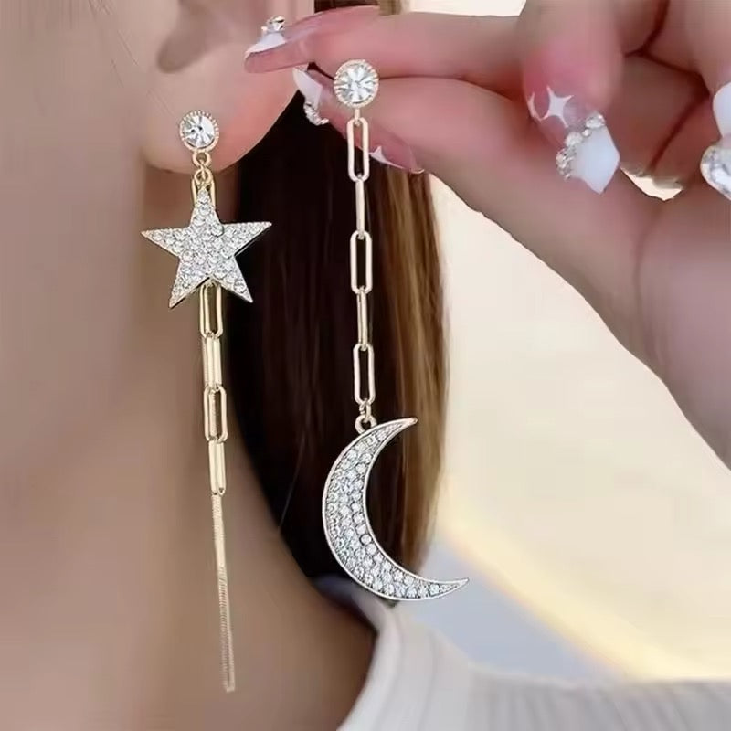 Pendientes Largos Luna y Estrella