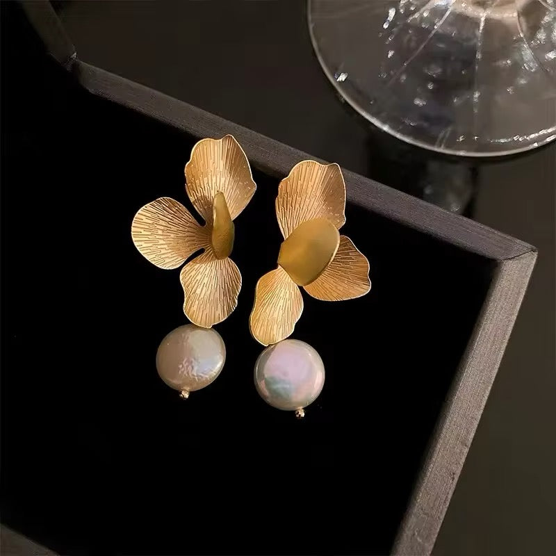 Pendientes Flor con Perla