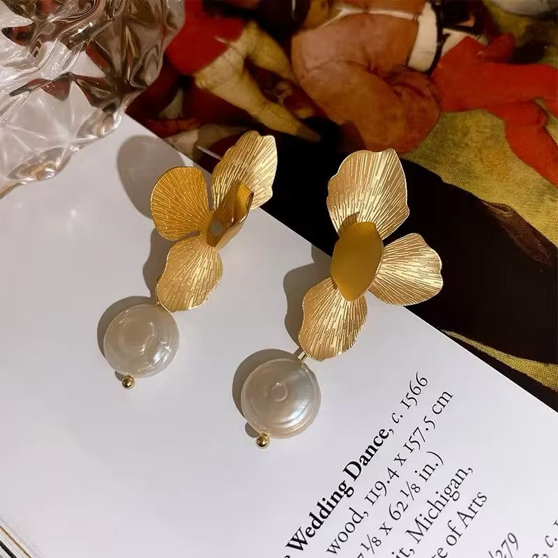 Pendientes Flor con Perla