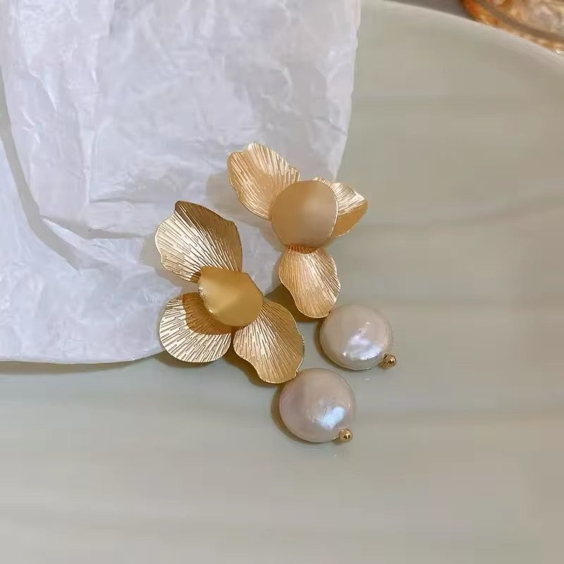 Pendientes Flor con Perla
